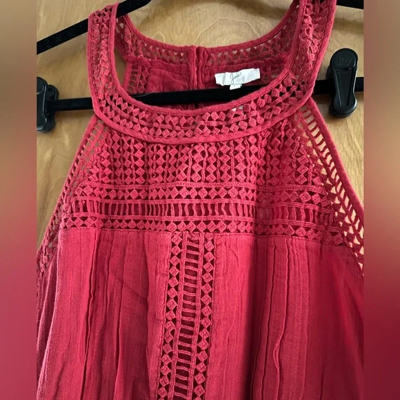 Joie red gauze, embroidered, midi dress, size large, NWT - Picture 9 of 12
